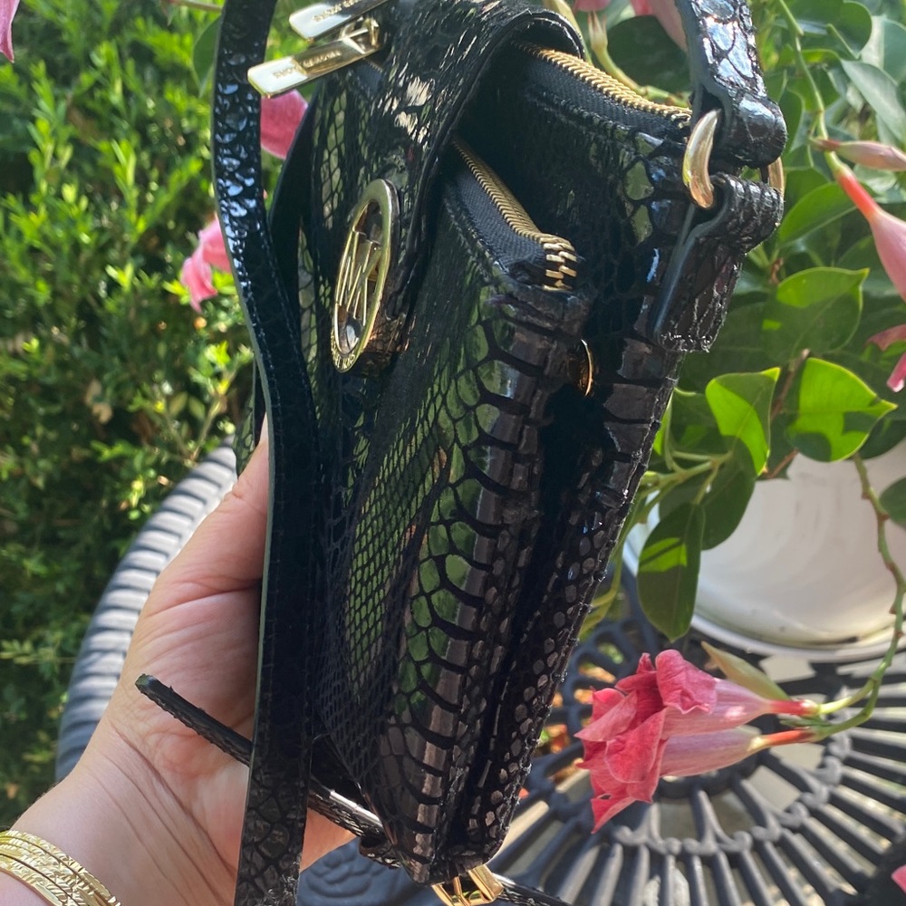 Michael Kors Black Python Embossed Leather Crossb… - image 3